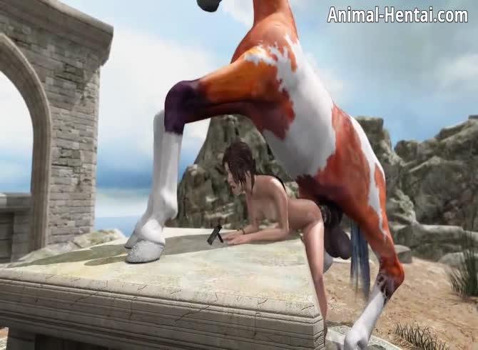 Video :Big horse dick wrecking a petite girl's anus